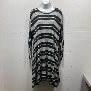 Amour Vert Striped Long Sleeve Shirt Dress Medium